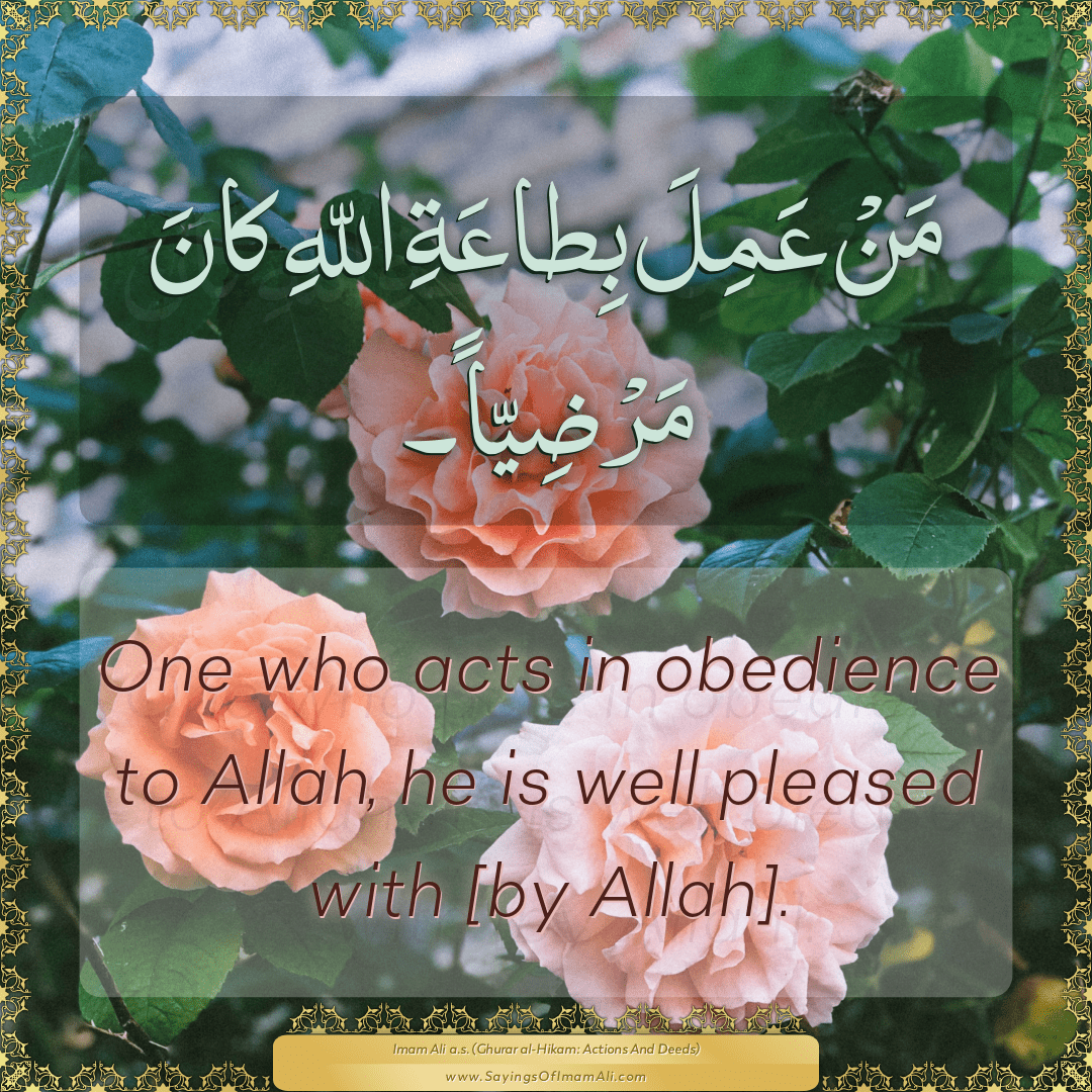 One who acts in obedience to Allah, he is well pleased with [by Allah].